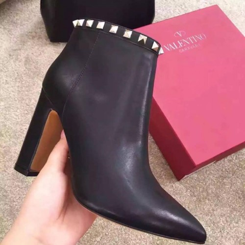 Valentino Rockstud Leather Point-Toe Booties